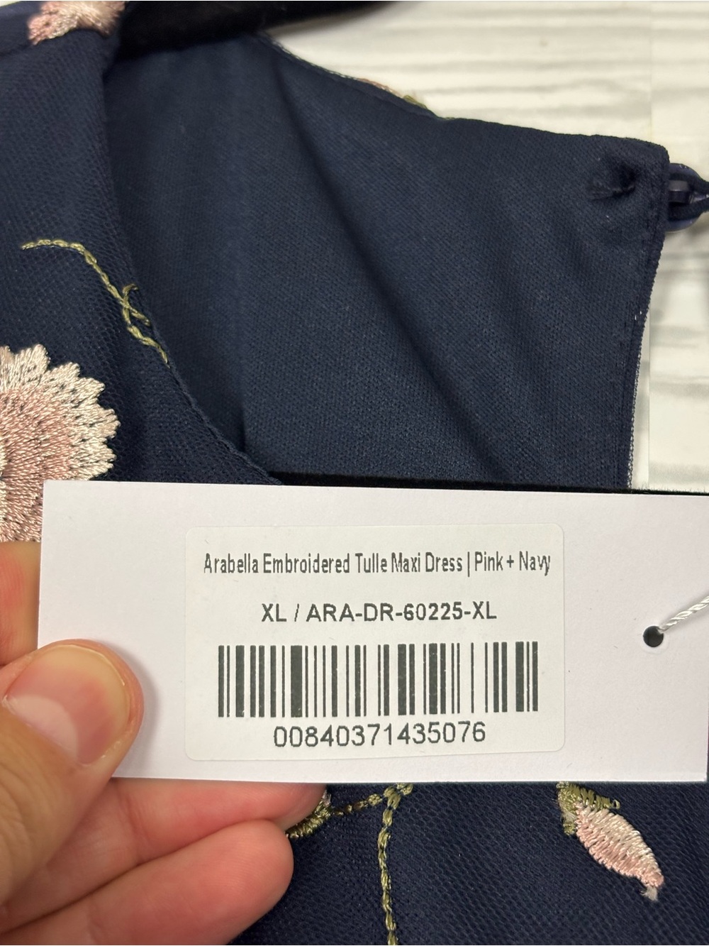 Baltic Born Arabella Embroidered Tulle Maxi Dress floral pink/navy size XL NWT - Picture 7 of 10